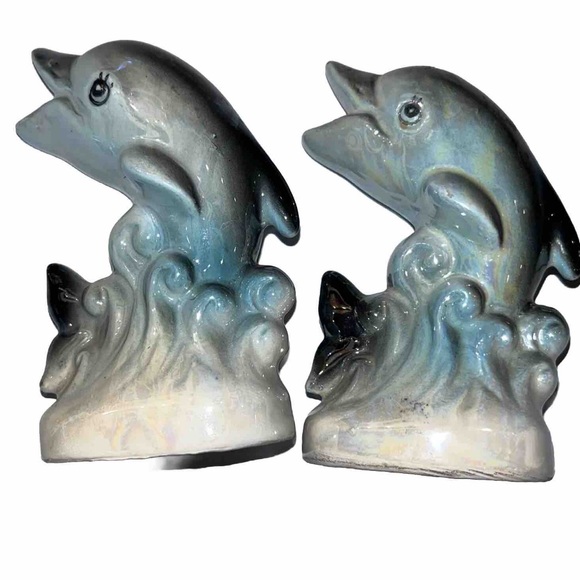 DOLPHIN Salt & Pepper Shakers Anthropomorphic Hand Painted Ceramic Japan Vintage - Picture 7 of 7